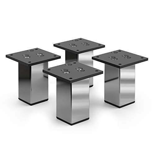 sossai® Exklusiv - Aluminium Möbelfüße | E4MF-N | 4er Set | Höhe: 100mm | Farbe: Chrom
