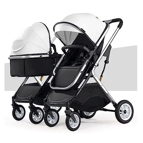 Leichter Doppel-Kinderwagen, faltbarer Doppel-Kinderwagen, verstellbarer Kinderwagen, Kinderwagen mit umkehrbarem Stubenwagen