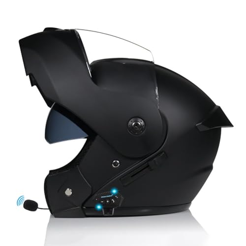 Motorradhelm Klapphelm Mit Bluetooth Integralhelm Fullface Helm Rollerhelm Sturzhelm mit Doppelvisier ECE Genehmigt für Damen Herren Erwachsene