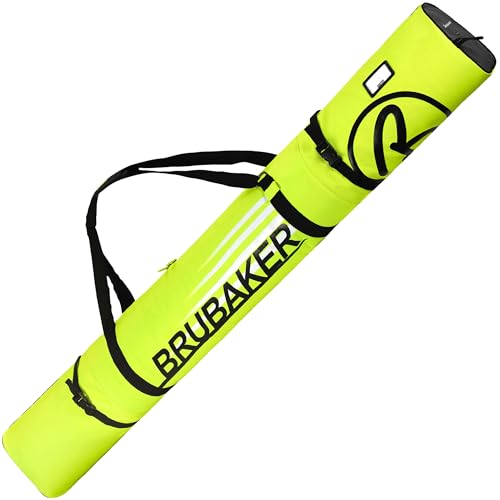 Brubaker Carver Champion Skitasche für 1 Paar Ski und Stöcke - Neon Gelb/Schwarz - 170 cm