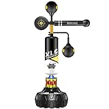 Boxing Speed Trainer 3 In 1 Home and Gym Multifunktionales Box Fitnessgerät Mit 360 Spinning Bar Dual Punching Balls Center Bag (Color : Black, S : A)