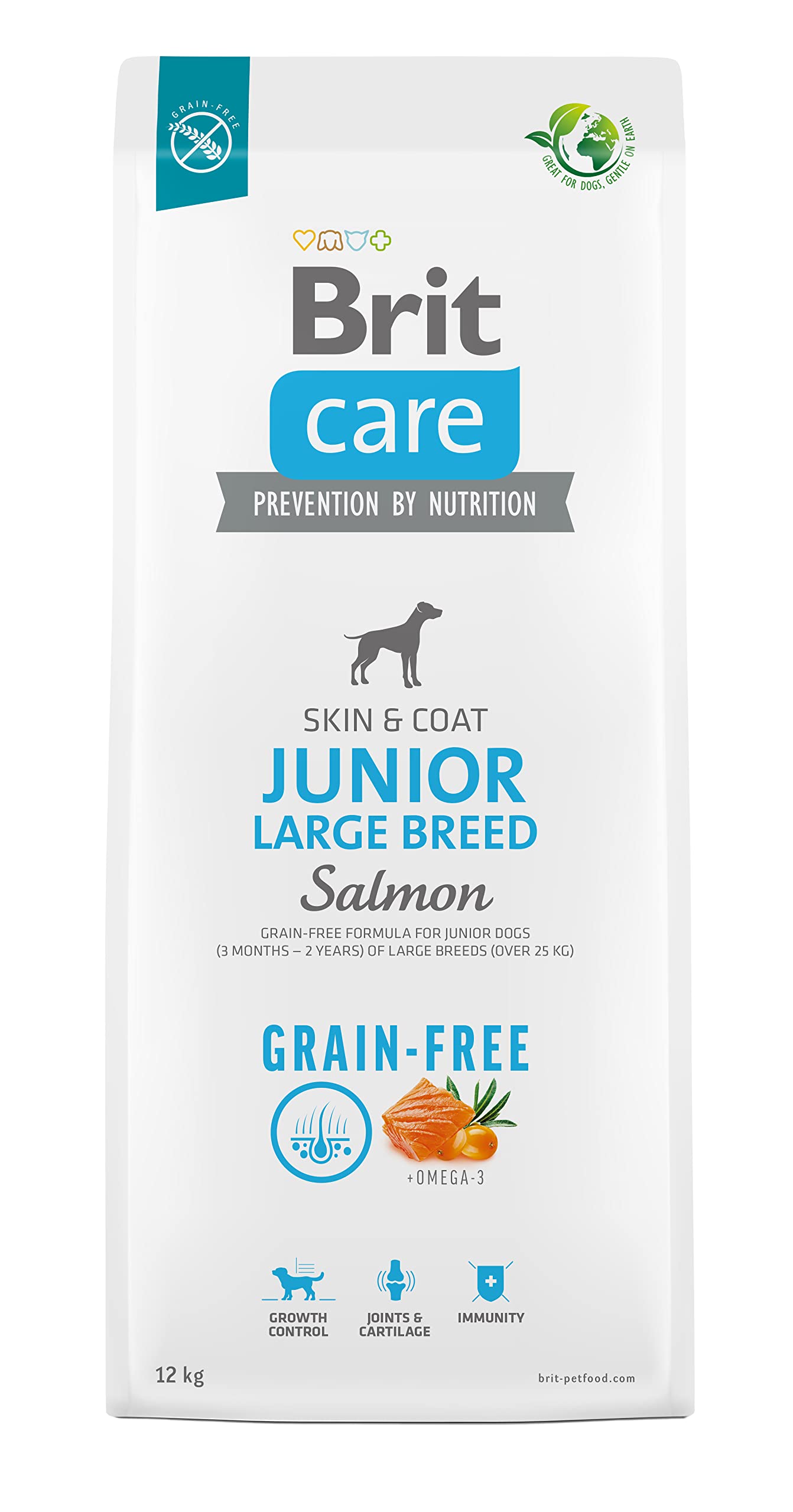 Brit Dry food for young dog (3 months - 2 years) large breeds over 25 kg Care Dog Grain-Free Junior Large salmon 12kg