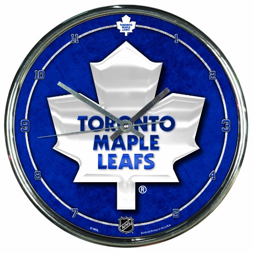 NHL Toronto Wanduhr mit Ahornblättern, Chrom
