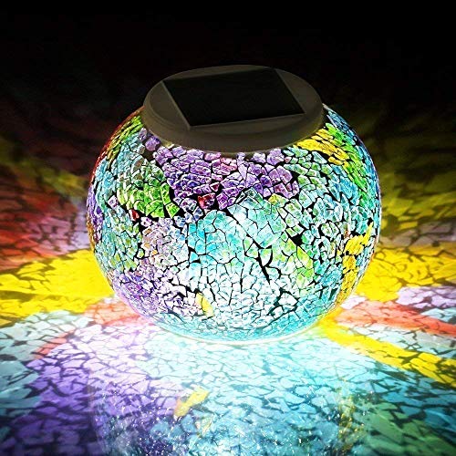Mosaik Lampe Solar Gartenleuchten,KINGCOO Wasserdichte Farbwechsel Ball Stimmungslicht Nachtlichter Solarleuchte Tischlampe Dekoration Beleuchtung(Tricolor-Beschichtung)