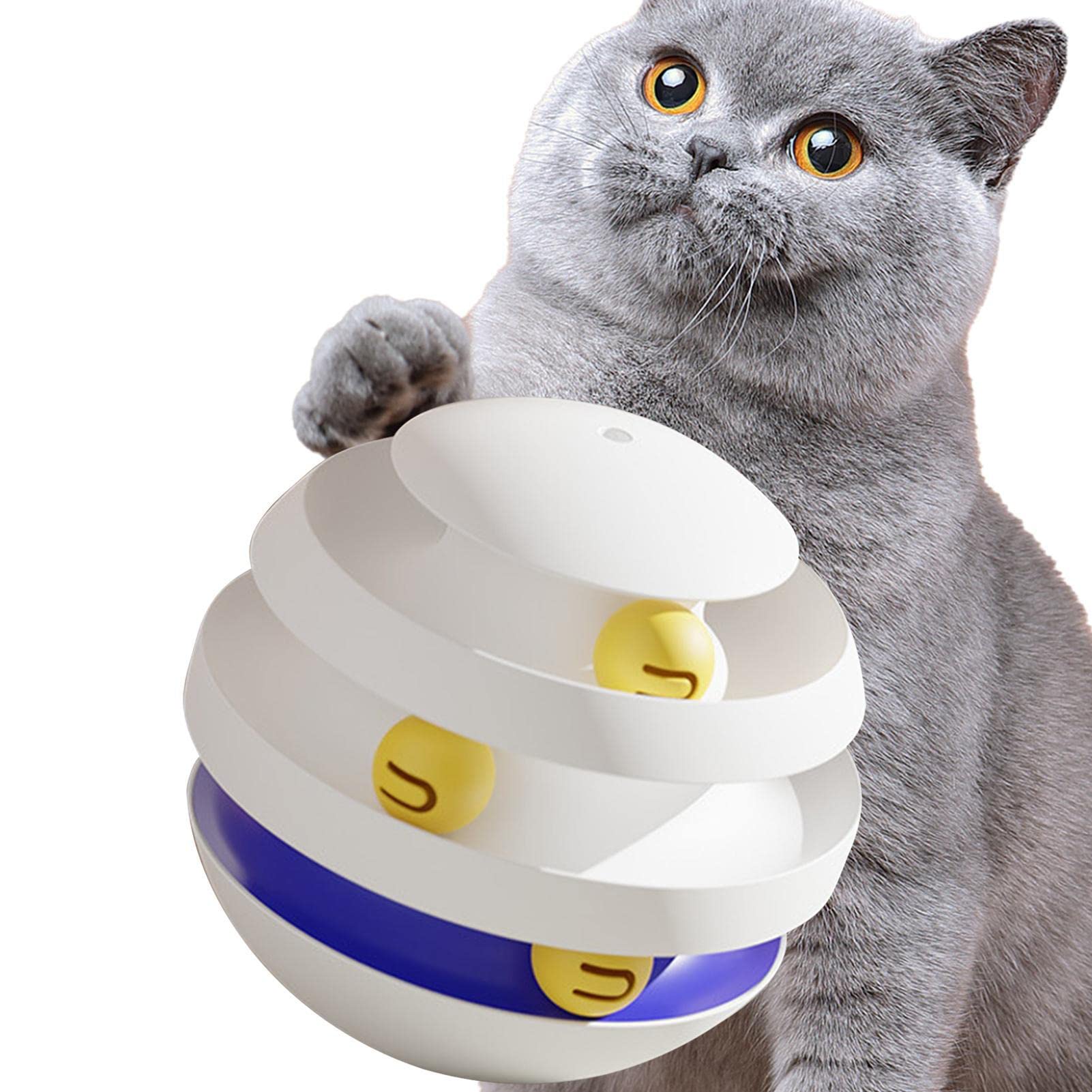 delr Cat-Kugelbahn - Bewegliches Kätzchenspielzeug | Cat Tumbler Toy Track Balls, DREI Lagen Kreise, Geburtstags Katzenliebhaber