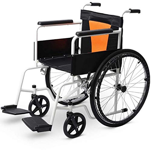 AOLI Faltbare Rollstuhl, Vollstahlrohr Verstärkung Rollstuhl, leichte Aluminium-Legierung Rollstuhl, mit Eigenantrieb faltbaren Rollstuhl, Geeignet für Menschen mit Behinderungen, Schwarz,Schwarz