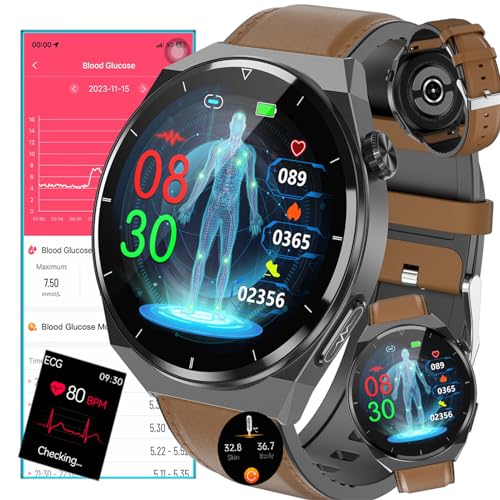 Fohatu 𝐄𝐂𝐆 Smartwatch 𝐁𝐥𝐮𝐭𝐳𝐮𝐜𝐤𝐞𝐫,𝐁𝐥𝐮𝐭𝐳𝐮𝐜𝐤𝐞𝐫 Fitness-Tracker 𝐄𝐂𝐆 Pulsschlag Temperatur Pulsschlag Blut Blutsauerstoff Schlafüberwachung, Schrittzähler Aktivitätstracker,E