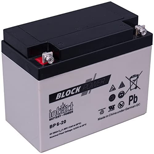 intAct AGM Batterie 6V 20 Ah, BP6-20, Wartungsfreie VRLA AGM Batterie, Anwendung als Versorgungs- oder Antriebsbatterie, Abmessungen: 157x83x125 mm