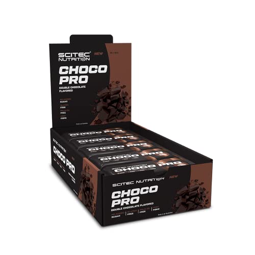 Scitec Nutrition Choco Pro Eiweißriegel mit Überzug in verschiedenen Sorten mit Süßungsmittel, glutenfrei und palmölfrei, 20 * 50 g, Doppel Schokoladen
