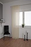 Homing Leinengardine einfarbig Beige Natur | Leinenmuster modern | Wohnzimmer Esszimmer Schlafzimmer | Leinenvorhang(1Stück) 245 x 140 cm(HxB)