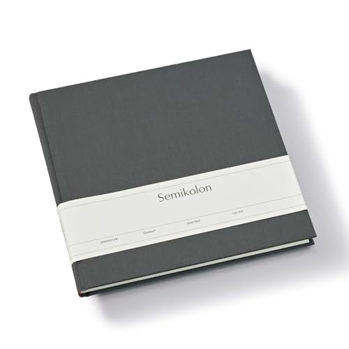 Semikolon 370073 Gästebuch – 25 x 23 cm – mit 180 blanko Seiten zum Selbstgestalten, Lesezeichen – lava stone grau