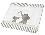 Rotho Babydesign Wickelauflage, Ab 0 Monate, Modern Elephants, Bella Bambina, Weiß/Grau, 72 x 85 cm, 200620001CG