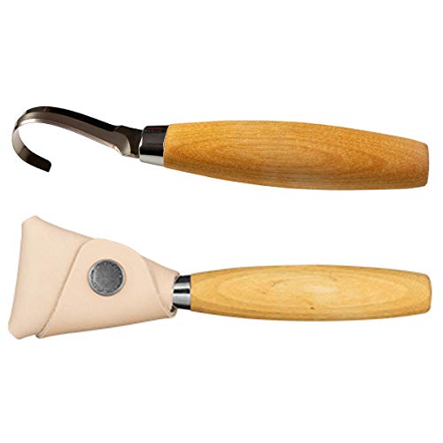 Morakniv Wood Carving Hook Knife 164 Left, Schälmesser mit Lederschutz, M-13386