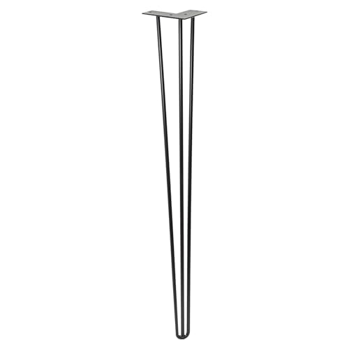 Wagner Möbelbein/Tischbein/Möbelfuß - Hairpin Leg - Retro Style - Stahl pulverbeschichtet schwarz, 12 x 12 x 86 cm, Bein konisch/schräg verlaufend, integrierte Anschraubplatte - 12828601
