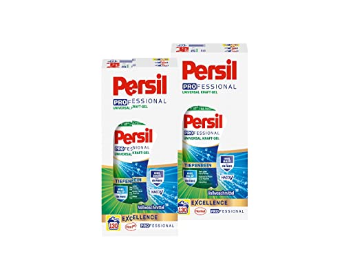 Persil Universal Kraft-Gel 260 WL (2 x 130 Waschladungen), Flüssigwaschmittel mit Tiefenrein Technologie, Waschmittel für reine Wäsche und hygienische Frische für die Maschine, wirksam ab 20 °C