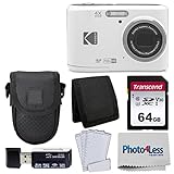 Kodak PIXPRO FZ45 Digitalkamera, schwarze Punkt- und Shoot-Kameratasche, Transcend 64 GB SD-Speicherkarte, dreifach gefaltete Speicherkarten-Brieftasche, Hi-Speed-SD-USB-Kartenleser und mehr! (weiß)