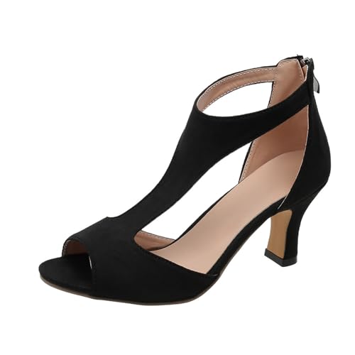 Elegante Sommer-High-Heels für Damen, modische Peep-Toe-Pump-Sandalen mit Ausschnitt, Komfort verbessert die Fußhaltung (39,black)