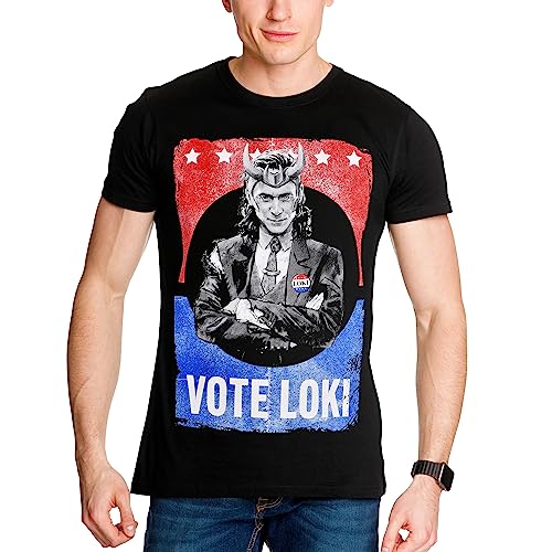 Elbenwald Loki T-Shirt mit Vote Loki Motiv für Herren Damen Unisex Baumwolle schwarz - L