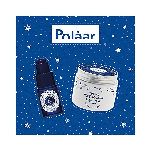 Polåar - Fleece Night Gift Set - Face Cream 50 ml + Elixir Revitalising Serum 15 ml with Borealis Algae - Night Care - Anti-Ageing, Smoothing, Detoxifying - Vegan, Made in France