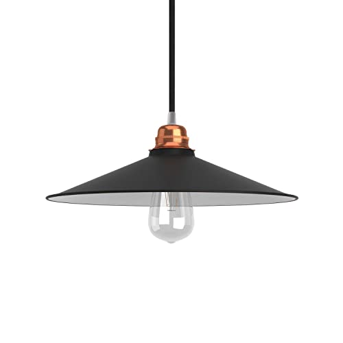 Swing Lampenschirm aus emailliertem Metall, für E27-Fassung, Weiß, Schwarz