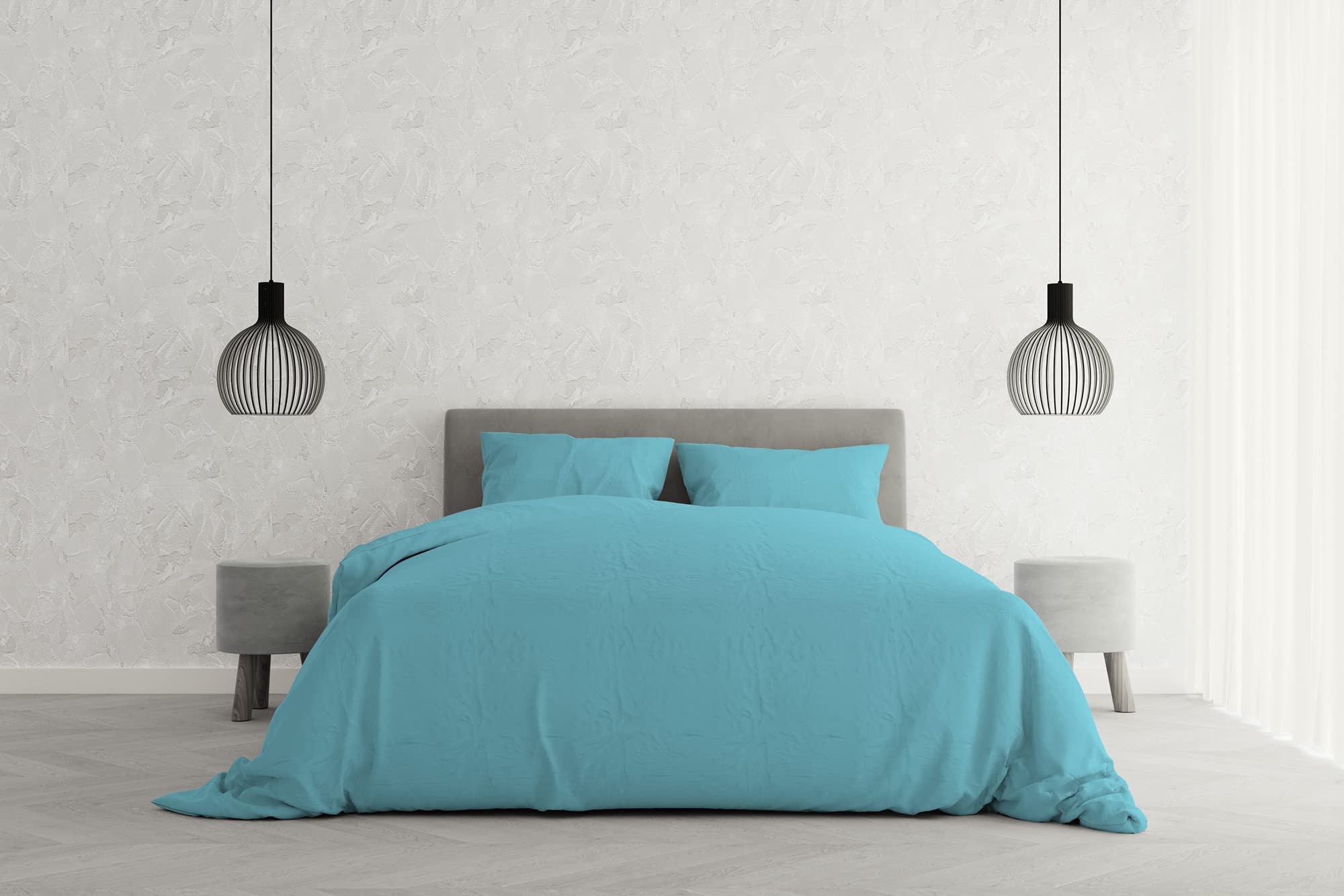Italian Bed Linen Elegant Bettbezug, Hell blau, Doppelte