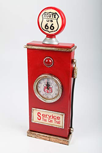 point home Design-Schlüsselschrank Zapfsäule mit Uhr, Retro, rot, 63cm