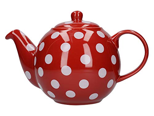 London Pottery Globe Teekanne f?r 6 Tassen rot mit wei?en Punkten
