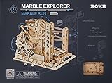 Robotime Marmor-Achterbahn mit Uhrwerk, mechanisches 3D-Puzzle-Spiel, Holzbastel-Set, Erwachsenen-Bastelset, Puzzle-Geschenk (Untersetzer)