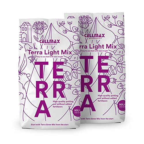 CELLMAX Terra Light Mix | Universelle Blumenerde aus den besten Torf- und Perlitarten, Aber mit minimaler Düngung | 2X 50L