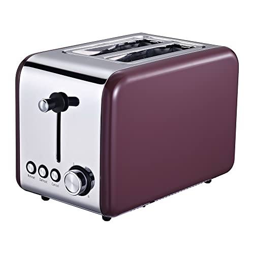MICHELINO 2-Scheiben Toaster Toastautomat mit Brötchenaufsatz (bordaux)