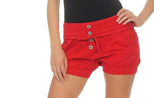 Malito Damen Hotpants in Unifarben | lockere Kurze Hose | Bermuda für den Strand | Pants - Shorts - klassisch 6086 (rot, M)
