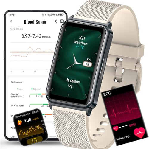 Fohatu ECG Smartwatch 𝐁𝐥𝐮𝐭𝐳𝐮𝐜𝐤𝐞𝐫,𝐁𝐥𝐮𝐭𝐳𝐮𝐜𝐤𝐞𝐫 Fitness-Tracker 𝐄𝐂𝐆 Pulsschlag Temperatur Pulsschlag Blut Blutsauerstoff Schlafüberwachung, Schrittzähler Aktivitätstracker,E