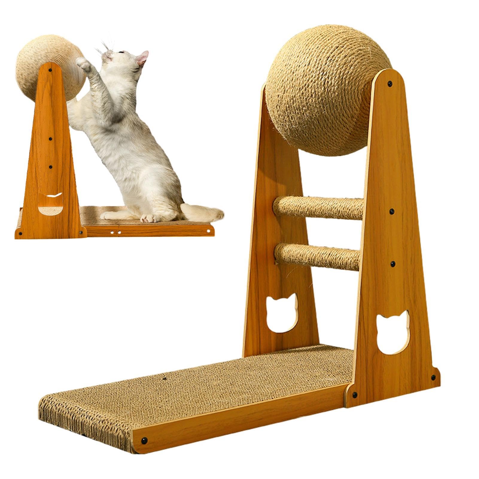 L-förmiger Katzenkratzer | Stilvoller Sisal-Kratzball für Katzen | Verdickter Katzenkratzbaum, vertikaler Katzenkratzer, abnehmbare Katzenmöbel für Katzenschleifkrallen Hmltd