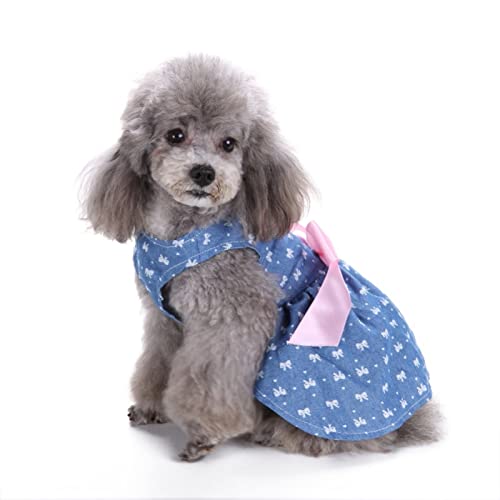 SUSOSU Haustier Kleidung Hunderock Wasserdruck Hundekleidung Rock Kleider für Kleine Mädchen Hunde Niedliche Haustierkleidung,Blue 1,XS