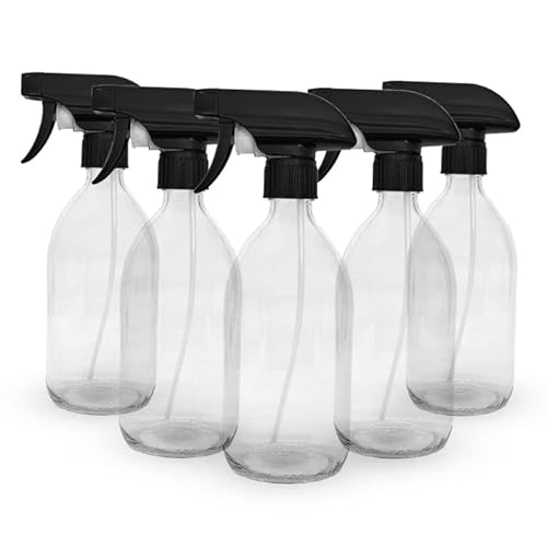 BIOHY Glas Sprühflasche (6er-Set) | Zerstäuber mit verstellbarem Sprühkopf | Nachfüllbare Spray Bottle | Klein & handlich | Perfekt für Reinigungsmittel, Öle & Pflanzen | Haushalt & Garten