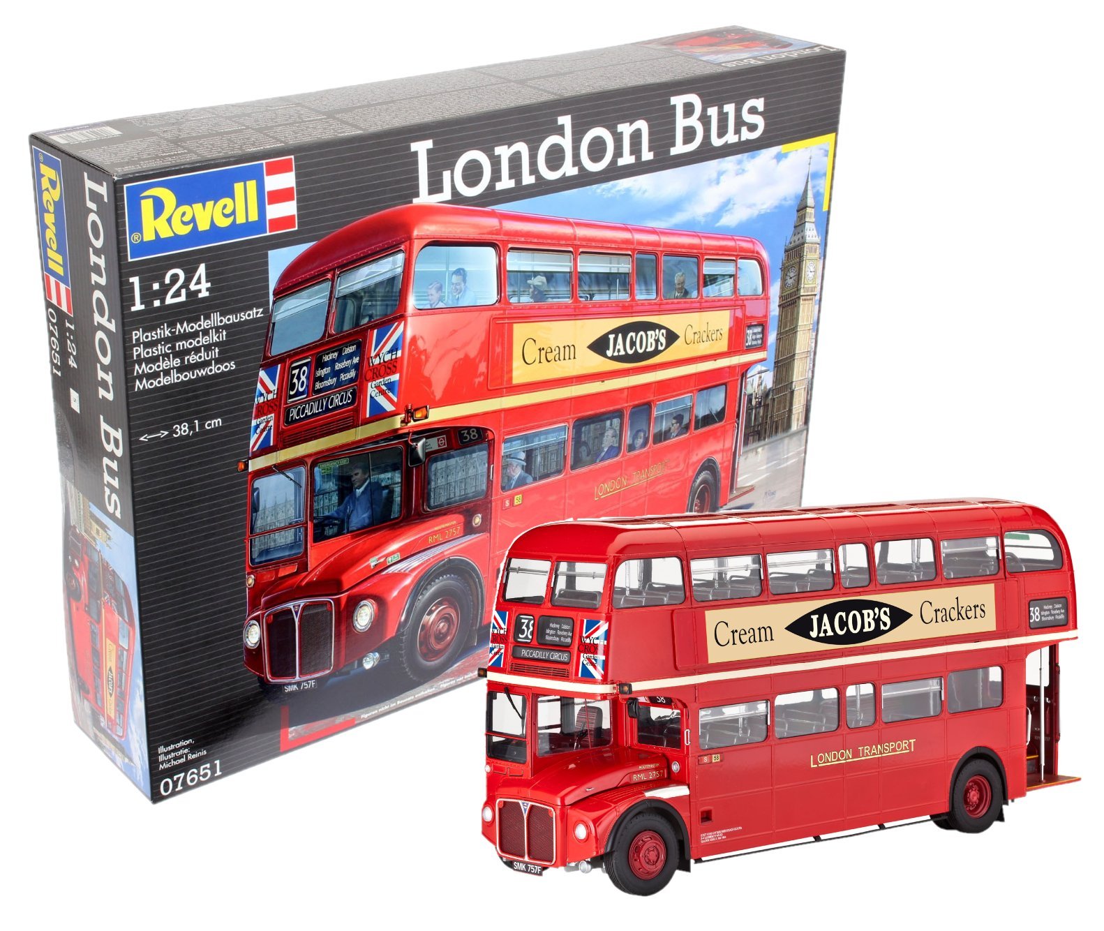 Revell RV07651 Modellbausatz Bus 1:24 - Doppeldecker London Bus im Maßstab 1:24, Level 5, originalgetreue Nachbildung mit vielen Details, 7651