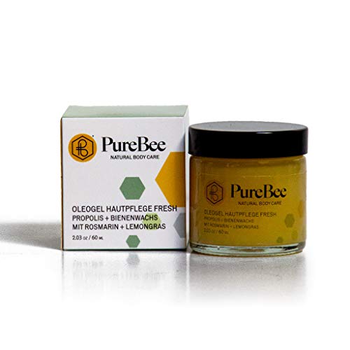 PureBee Oleogel Hautpflege Fresh mit Bienenwachs und Propolis | natürliche Gesichtspflege für trockene Haut | Mit Lemongras + Rosmarin | Handgemacht in Baden-Württemberg | (60ml)