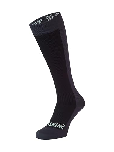 SealSkinz Waterproof Cold Weather Knee Length Sock, Black/Grey, XL