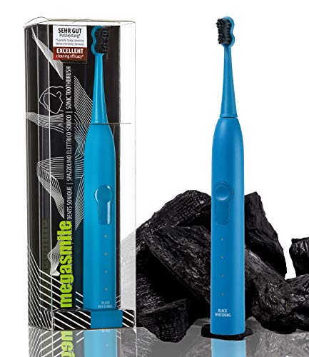 Megasmile Sonic Black Whitening II Schallzahnbürste Blue, Elektrische Zahnbürste, mit Timer, Aktivkohle ACP Whitening Wirkung