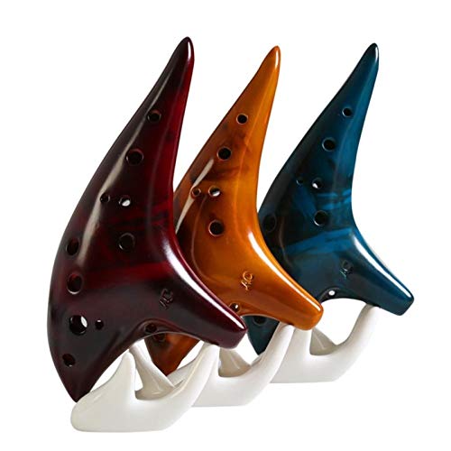 PacuM 12-Loch-Keramik-Okarina, Holzblasinstrumente, Flöte, Alt-C-Stimmung, Anfängerunterricht, Okarina, 1 Stück (Farbe: Blau) (Color : Red)