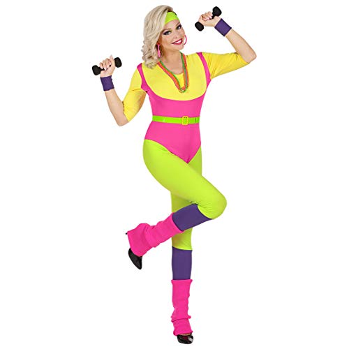 Amakando Stylisches 80s Damen-Kostüm Fitness-Trainerin/L (42/44) / Step-Aerobic Overall für Frauen/Perfekt geeignet zu 80er-Party & Fasching