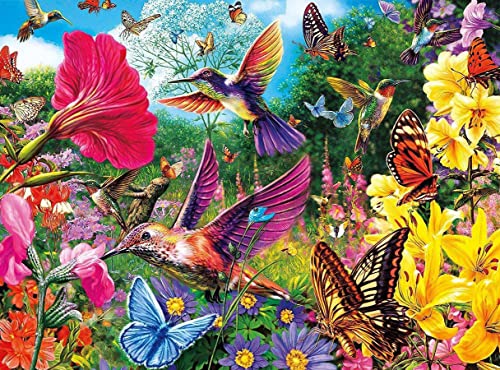 Puzzle 1000 Teile für Erwachsene Mini Puzzles Blume Schmetterling Kolibri Teenager Kinder Familie Herausfordernde Spiele Unterhaltung Spielzeug Geschenke 75 * 50 cm