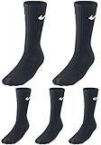 Nike Socken 5 Paar Herren Damen Sparset Tennissocken Sportsocken Laufsocken Paket Bundle, Farbe:Schwarz, Größe:46-50