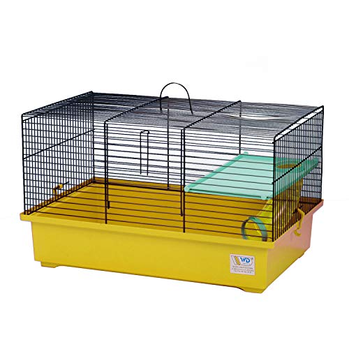 decorwelt Hamsterkäfige Gelb Außenmaße 49x32,5x29 Nagerkäfig Hamster Plastik Kleintier Käfig mit Zubehör