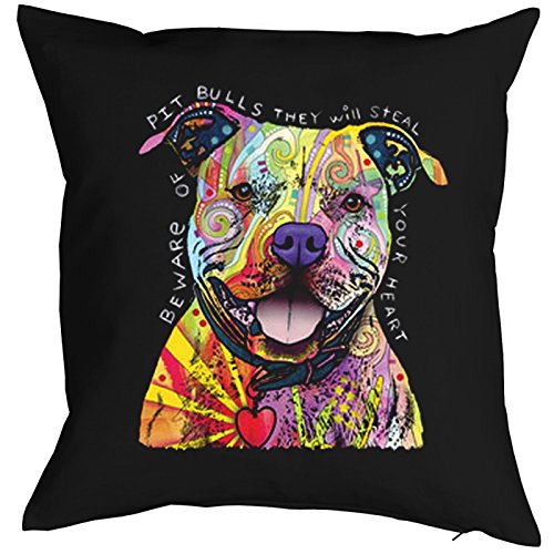 Geile-Fun-T-Shirts Color Zierkissen Neon Pitbull Sofakissen Hund Geschenk Kissen 40 x 40 cm geil Bedruckt
