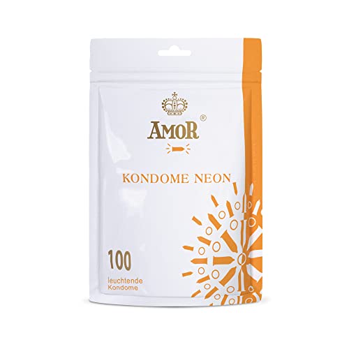 AMOR NEON 100er Pack Premium Kondome, Leuchtkondome, gefühlsecht und extra feucht