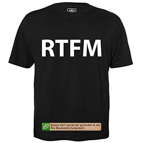 RTFM - Herren T-Shirt für Geeks mit Spruch Motiv aus Bio-Baumwolle Kurzarm Rundhals Ausschnitt, Größe 3XL