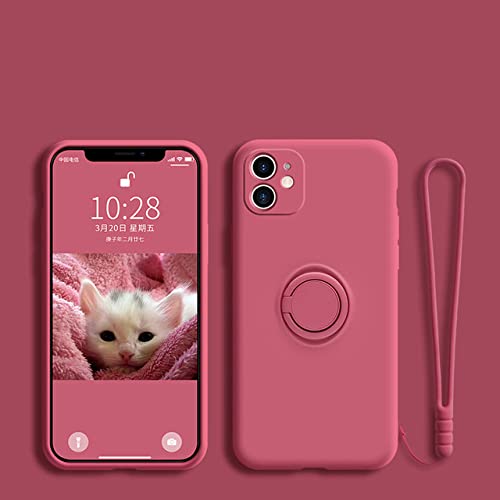 TUita Flüssiger Silikon-Fingerring, magnetische Halterung für iPhone 14 13 12 11 Pro Mini XR X XS Max 7 8 Plus Se 2020 Handyhülle, Camellia Red, für iPhone 14 Plus