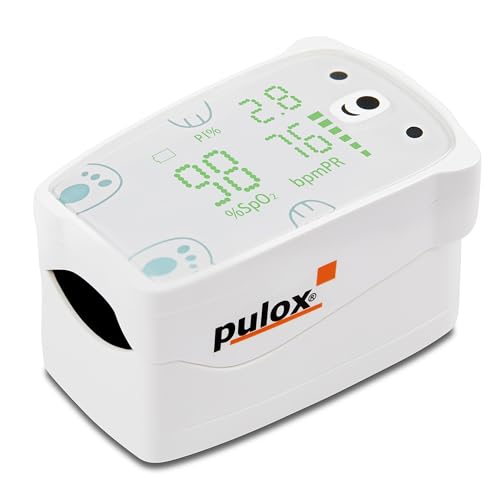 pulox PO-235 Pulsoximeter für Kinder zur Messung von Sauerstoffsättigung, Pulsrate und PI, inklusive Alarmfunktion