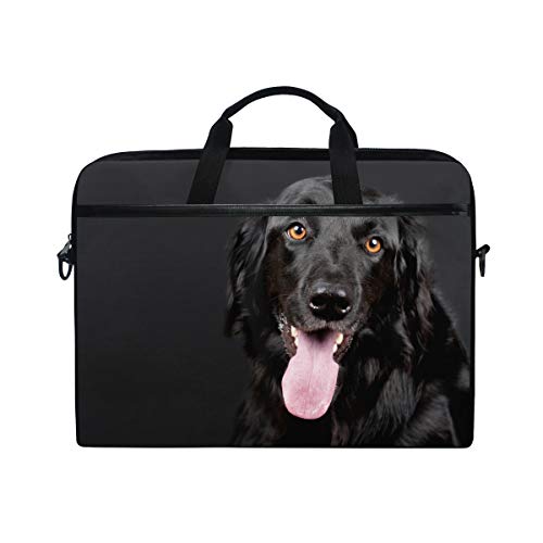 LUNLUMO Laptop- und Tablettasche, Motiv: schwarzer Hund mit Zunge, 38,1 cm (15 Zoll), strapazierfähig, für Business/Uni/Damen/Herren